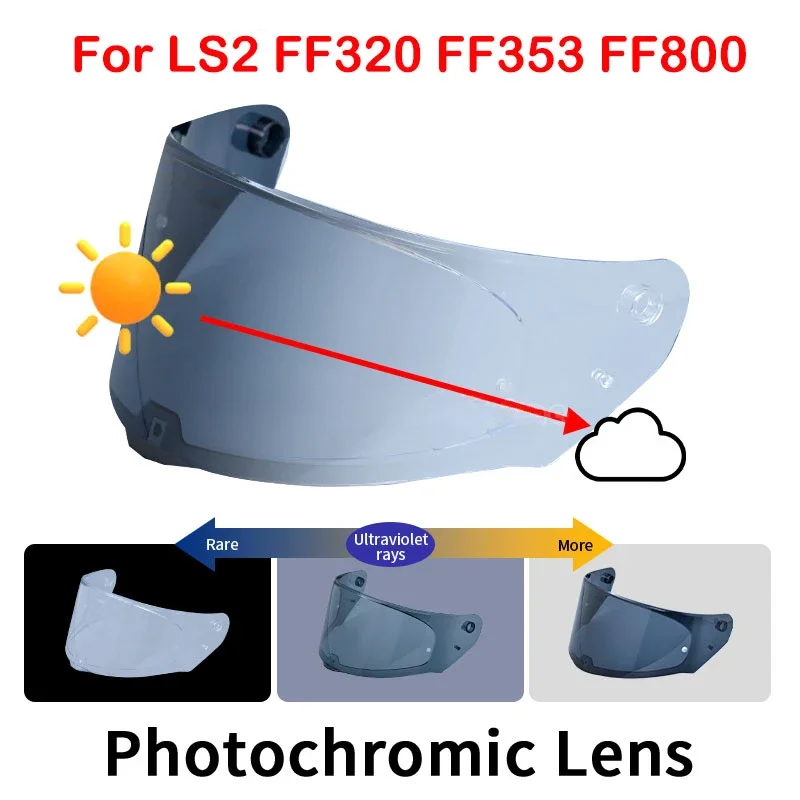 Photochromic Visor for LS2 FF320 FF353 FF328 FF800 Motorcycle Helmet,Glasses Shield Windshield Autochromic lens Clear Black