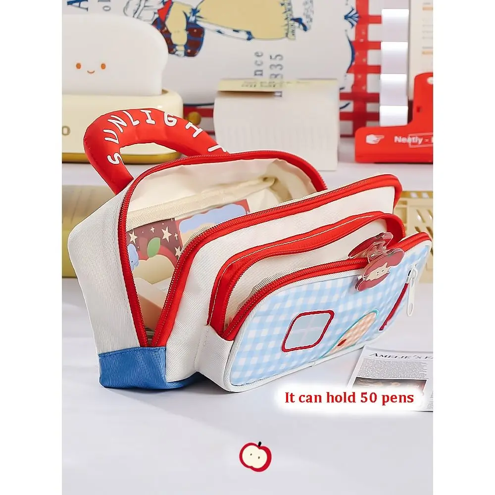 

Large Capacity Pencil Case House Design 3-layers Pencil Pouch High Appearance Portable Stationery Organizer School Supplies