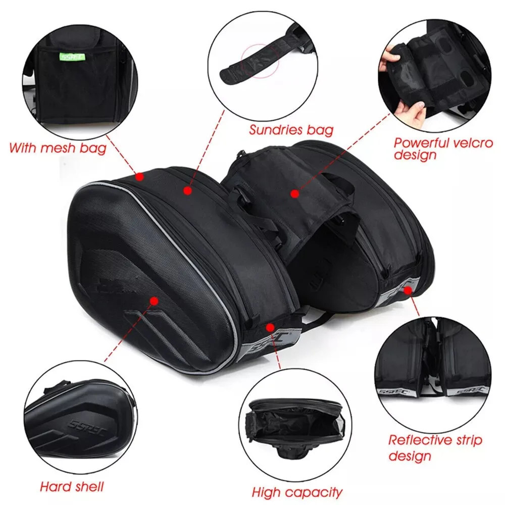 Pair Motorcycle Pannier Side Bags Luggage Universal Saddle Bags Waterproof Gifts