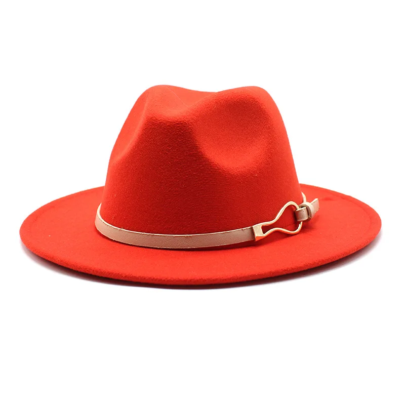 AliExpress Orange Men S And Women S Hats Simple Woolen Hat Flat Brim Wide Brim Fedora Hat