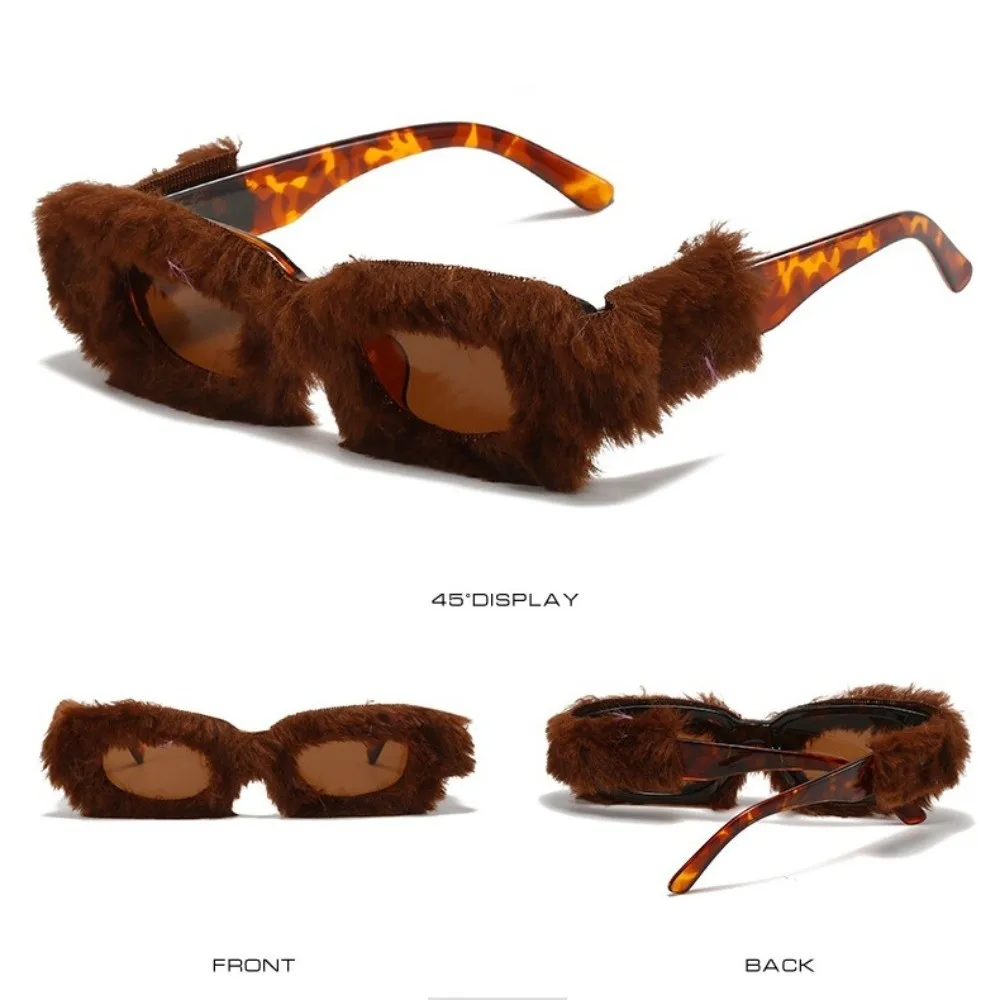 أزياء الرجعية النظارات الشمسية فروي المخملية حزب النظارات الشمسية لينة UV400 فاسق النظارات الشمسية الشتاء عيد الميلاد حفلة الهالوين #5