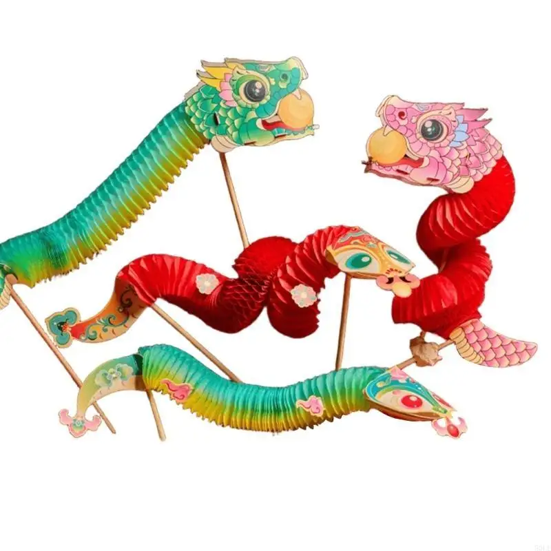 

50LE Interactive Snake Paper Puppet Handmade Craft Set for Kids Teens Adult Handmade Chinese Dance Snake Assembly Toy Set