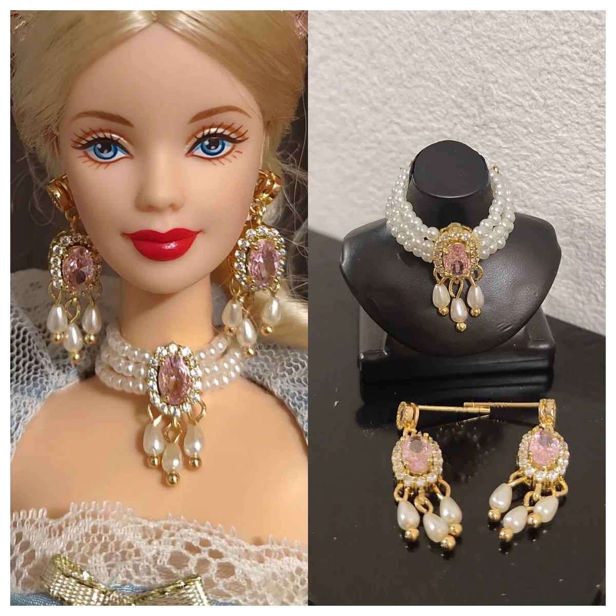 

1/6 Супермодель куклы, оригинальный дизайн, ювелирные аксессуары, винтажное модное ожерелье с жемчугом и бриллиантами, комплект серег для куклы 30 см, наряд