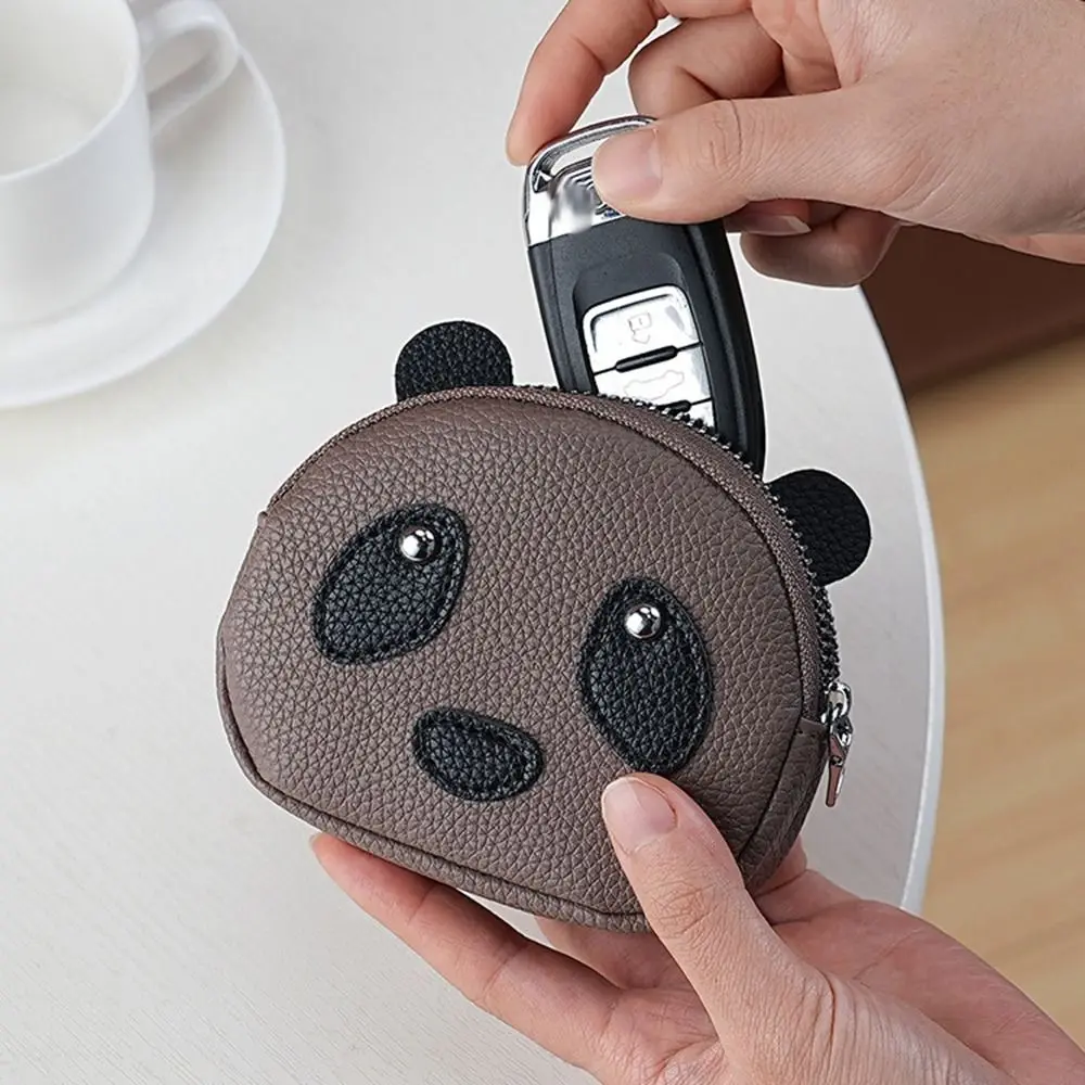 

Fashion Design Double Layer Creative Panda Wallet Solid Color Mini Zipper Coin Purse Clutch Earphone Pouch Small Item Bag Women