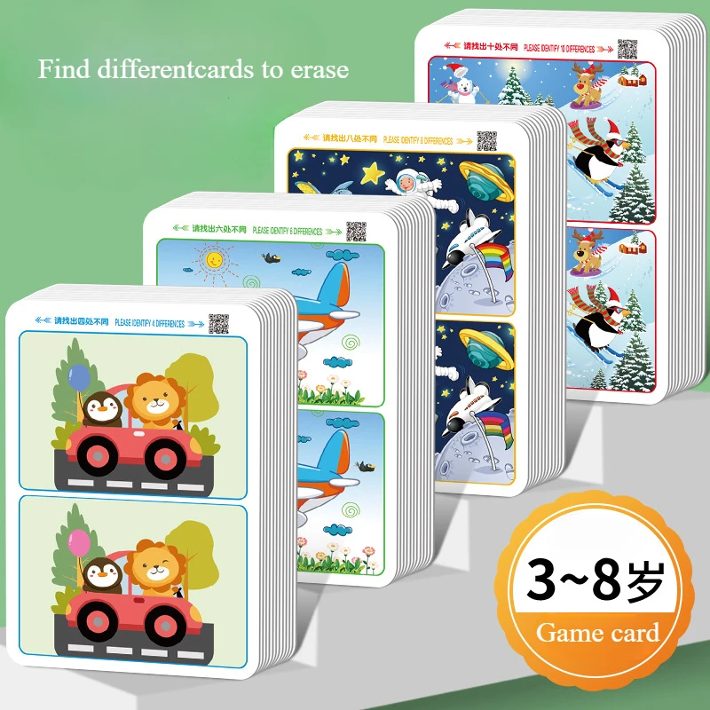 Children's Find the Difference Concentration Training Puzzle Game Card Thinking Intelligence Development Brain Toy