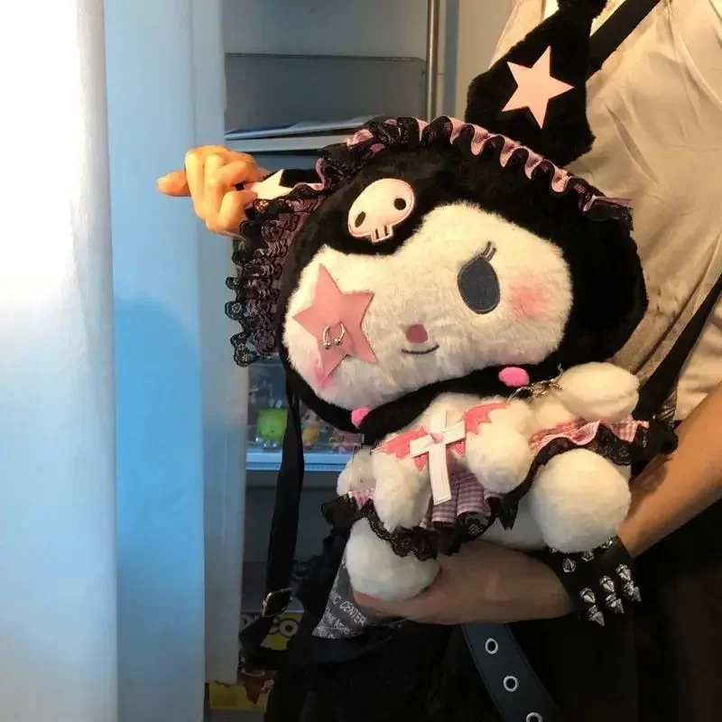 Sanrio Lolita peluche Plushine Dark Kuromi muñeca juguetes mochila subcultivo bolso de hombro almohada de tiro regalos de cumpleaños para niños