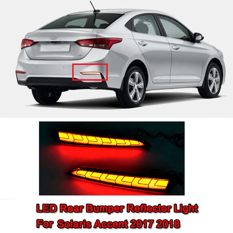 for Hyundai Solaris Accent 2017-2020 Car LED Rear Fog Lamp Bumper Light, 2 Functions