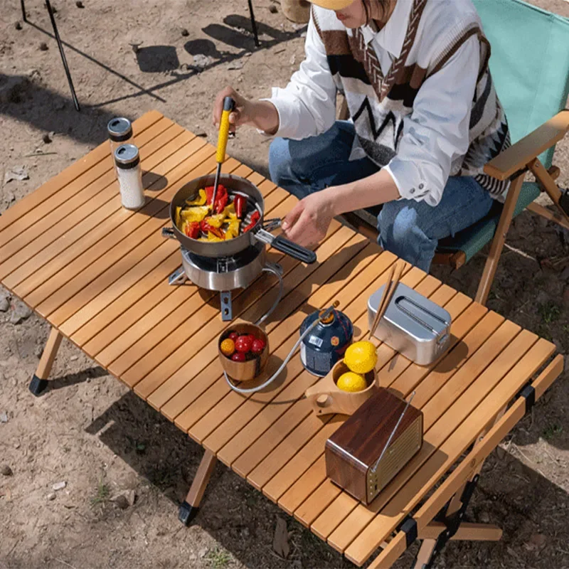 roll up camping table bbq  picnic folding Storage Stand portable fold wood outdoor tables