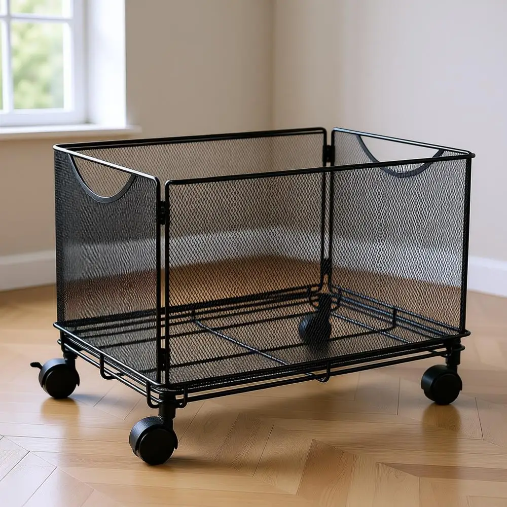 

Letter-Size Collapsible Mesh Desk Organizer with Hanging Folders, Durable Steel Construction, Black