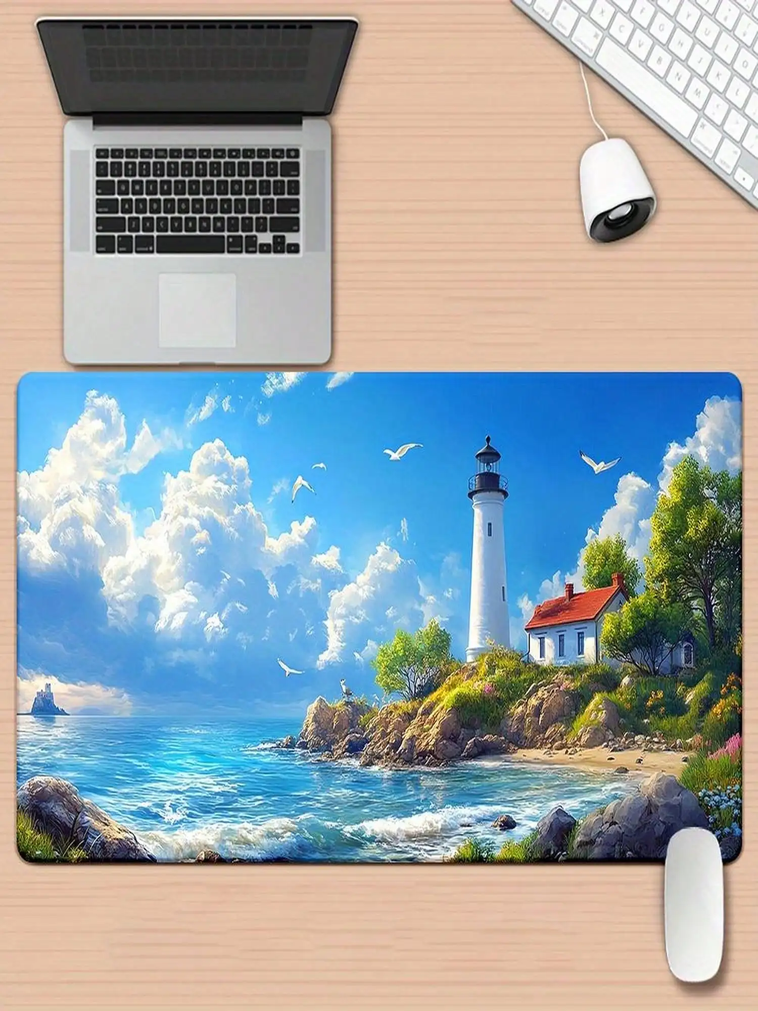 Mouse Pad - Coast Lighthouse Rubber Mouse Pad - High-Definition Printing, Non-Slip, Multi-Functional Desk Mat, Suitable For Office And Gaming, Ideal Gift For Friends And Family, Gaming Desk Accessory, Gorgeous Desktop Decoration, Durable Desk Mat.