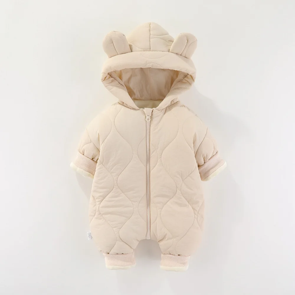 

Newborn Baby Cotton Clothing Winter Thick Warm Jumpsuit Geometric Texture Baby Clothing Suitable for Infants Aged 0-18 M