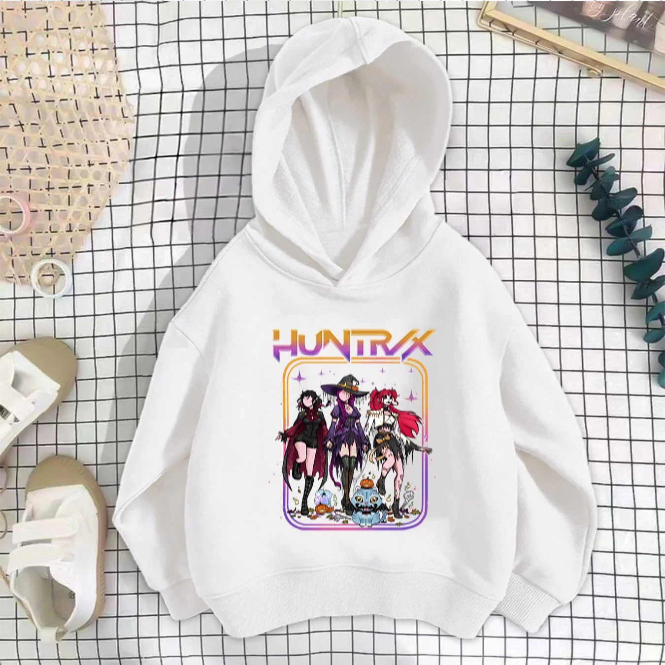 Children's street-style sweatshirt Spring and autumn thin demon hunter group printed hooded coat