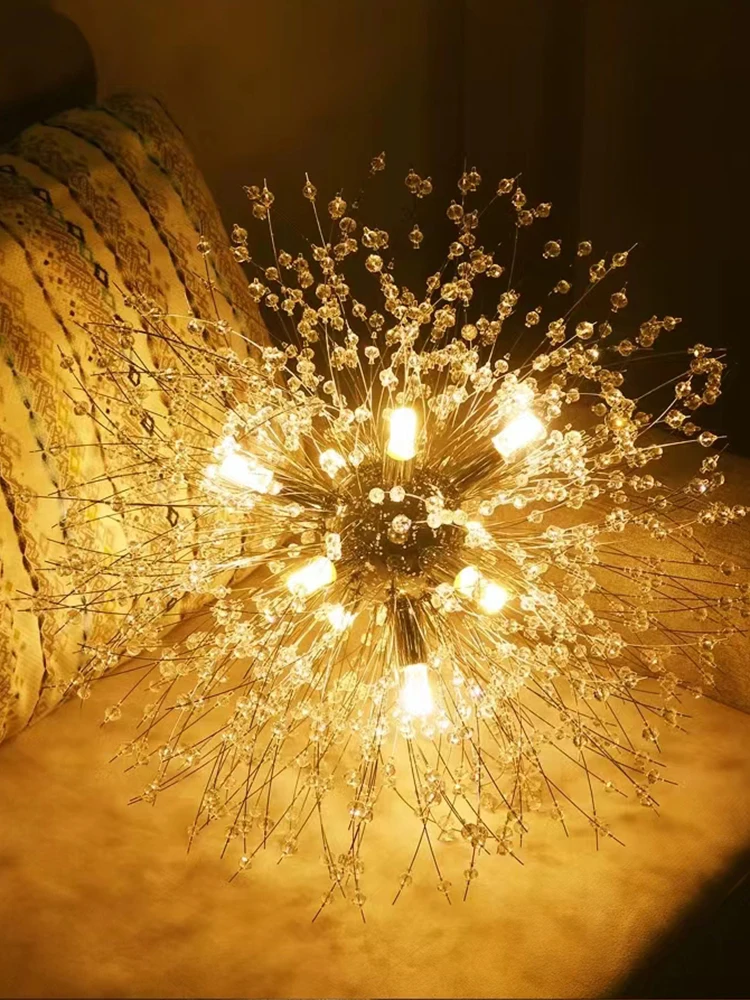 Modern Nordic Light Luxury Dandelion Crystal Bead Pendant Light Fireball Ball Living Room Dining Room Bedroom Lighting Fixtures