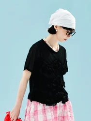 imakokoni2024 summer original cool stretch mesh lace T-shirt 244586