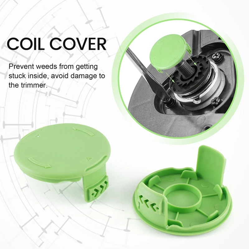 2Pack Replacement Spools Cap Covers Parts 3411546A-6 For Greenworks 21332 21342 24 Volt 40V 80V Cordless Weed Eater