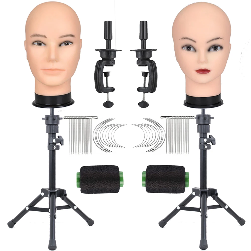 

Professional Cosmetology Mannequin Head - Female/Man Bald Head for Wigs, Making, Hat Display, Glasses - Free Clamp with T/C-pins