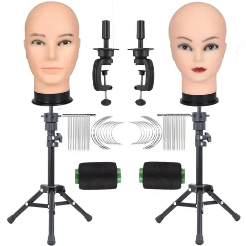 Professional Cosmetology Mannequin Head - Female/Man Bald Head for Wigs, Making, Hat Display, Glasses - Free Clamp with T/C-pins