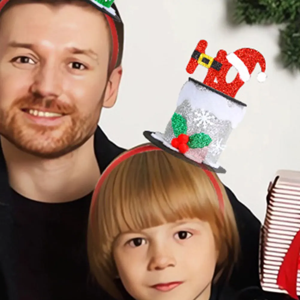 

1 Set Christmas Top Hat Headband Mini Cute Holiday Party Xmas Accessory New Year Sequin Decorative Family Friendly Adult