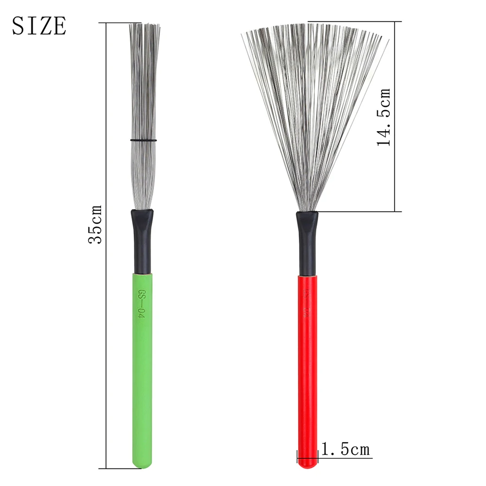 M MBAT 2Pcs/Set Drum Brushes Drumstick Metal Retractable Speical Brush For Drum Kit Cajon Jazz Steel Wire Percussion Accessory