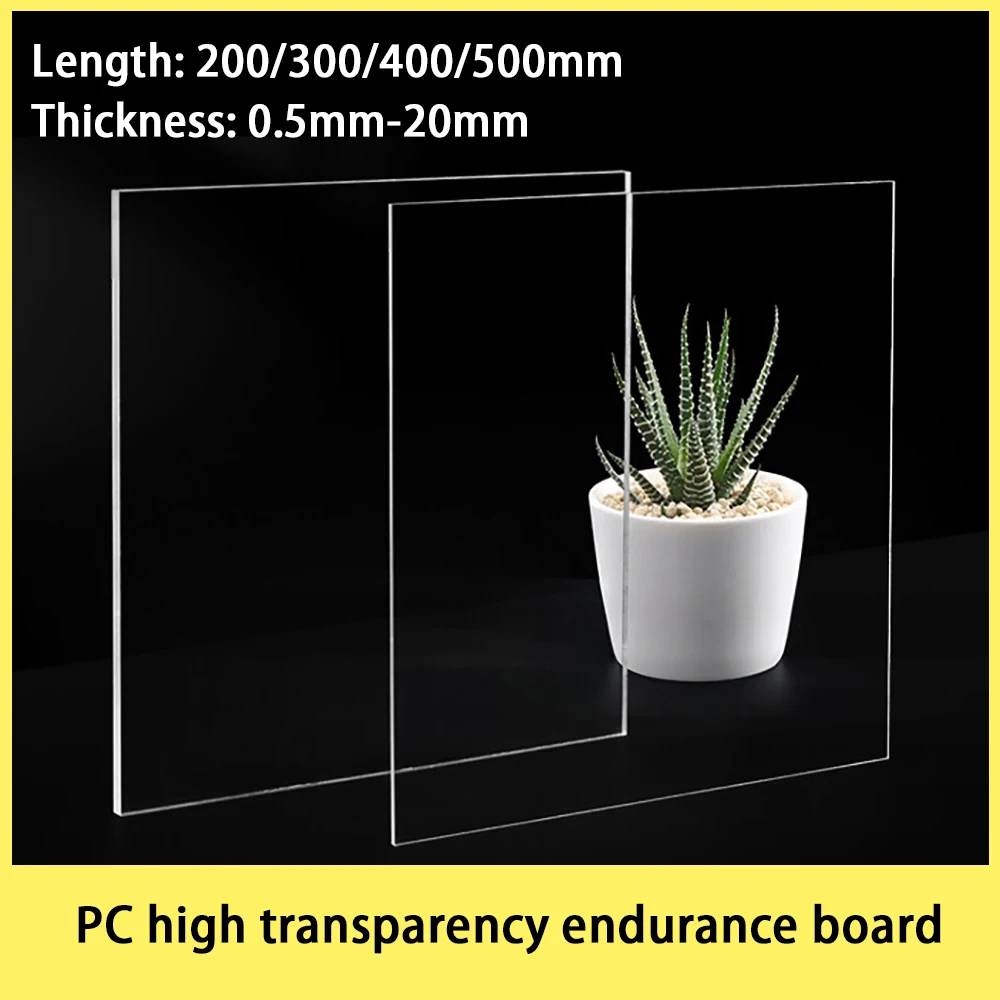 High Transparency PC Weather Resistant Board, Polycarbonate Plastic Board Thick 0.5-20mm DIY Home Seal 200/210/297/300/400/500mm