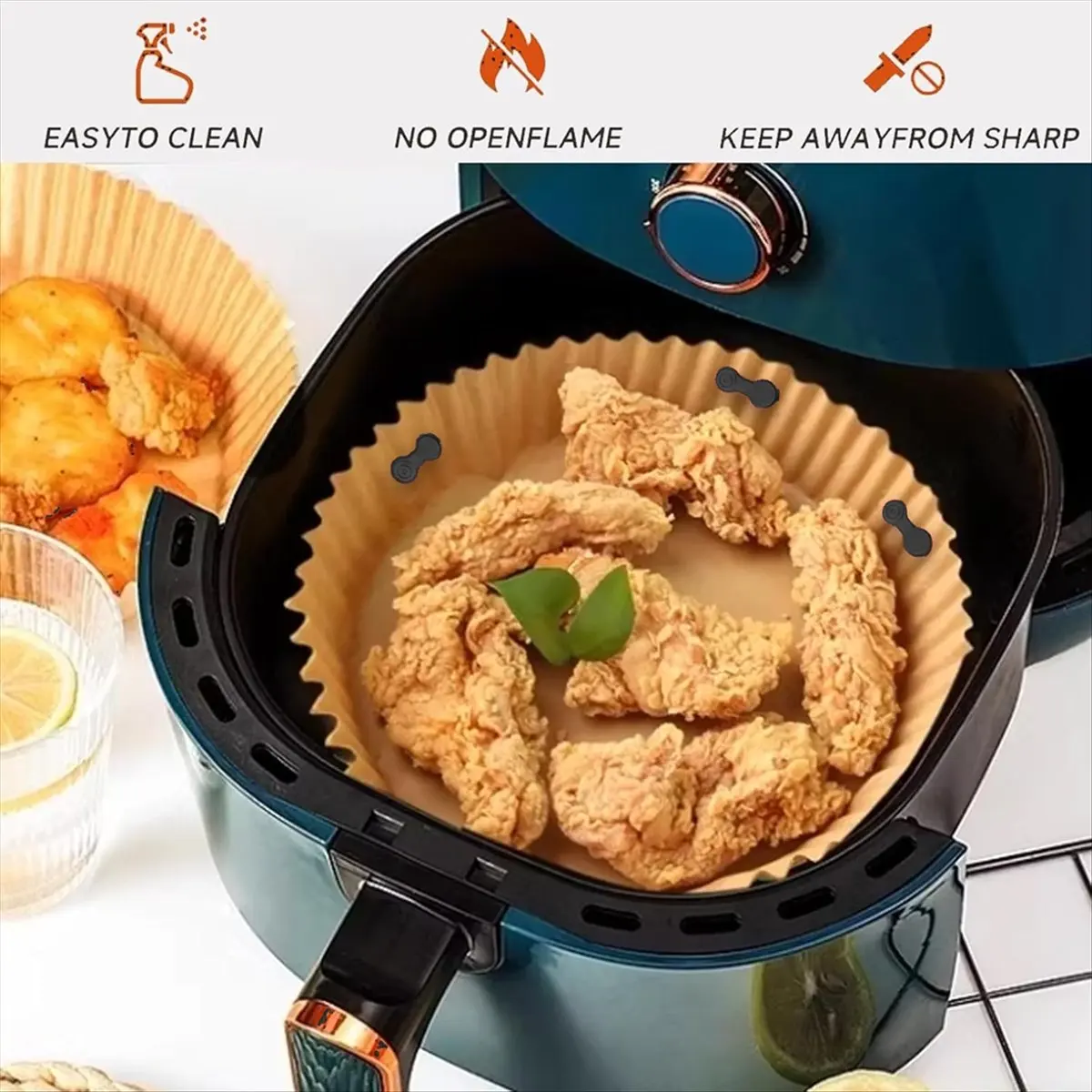 (A14E) Air Fryer Magnet Silicone Buckle for Holding Down Air Fryer Paper Lock Disposable Liners Safely & Prevent Paper to Burn