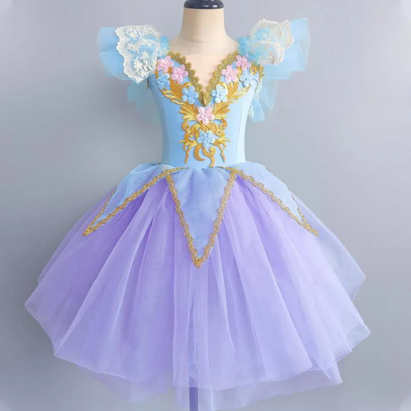 Toddler Ballerinas Sequined Tutus dress Children Romantic Ballet Dancing Costumes Clothes Girls Long Ballet dance Dress Outfits