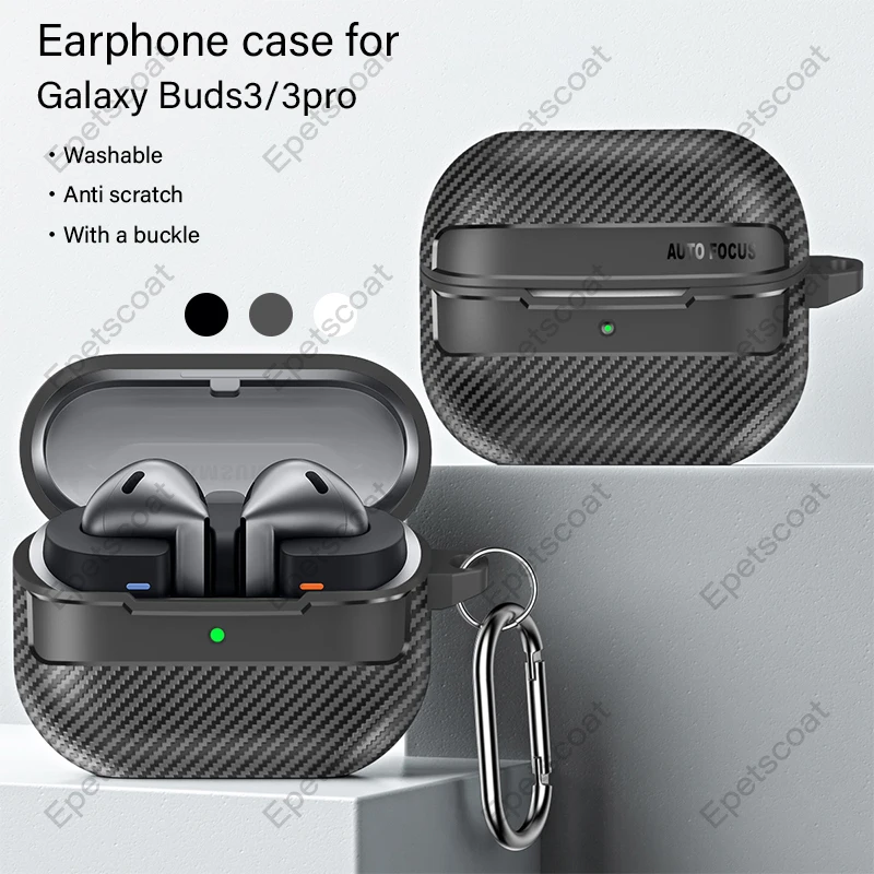 Carbon fiber textured wireless headphone case protective cover suitable for Galaxy Buds3 pro buckle wholesale 010