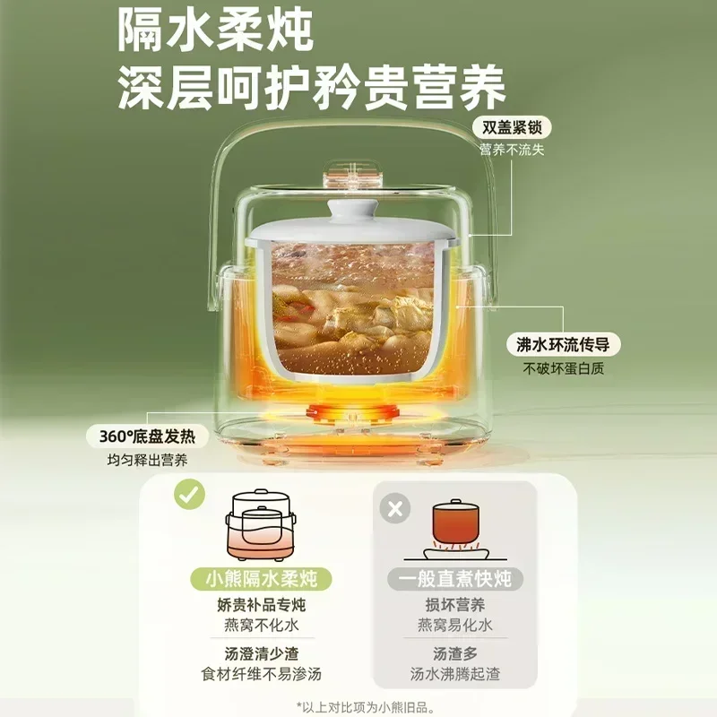 Olla para estofado eléctrica para el hogar, taza para estofado eléctrica pequeña, olla para estofado con Nido de Pájaro, temporizador de reserva de comida para bebés