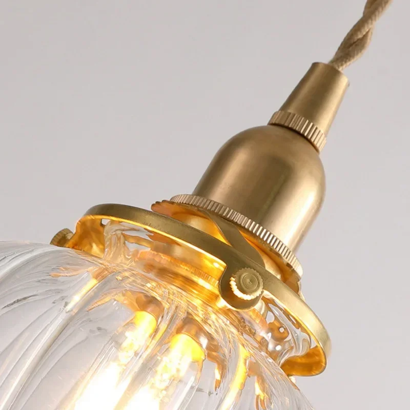 

pumpkin glass Recommended creative minimalist Japanese dining room Living Room Study bedroom Bedside lamp Brass chandelier