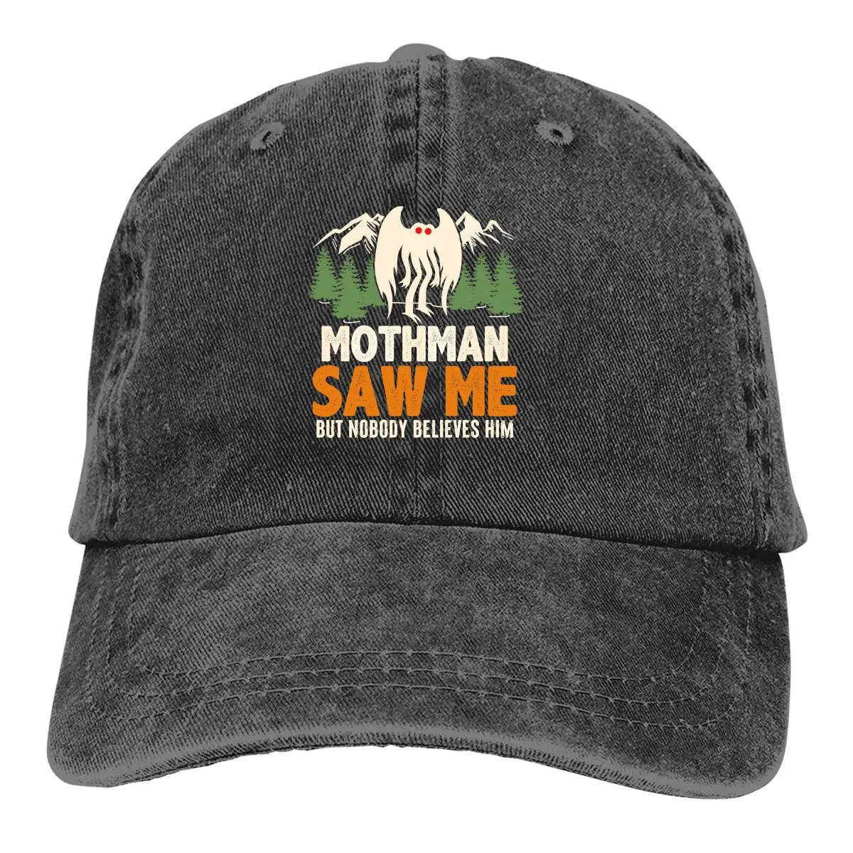 

Mothman Saw Me But Nobody Believes Him Baseball Cap Men Hats Women Visor Protection Snapback Mothman Humanoid Creatures Caps