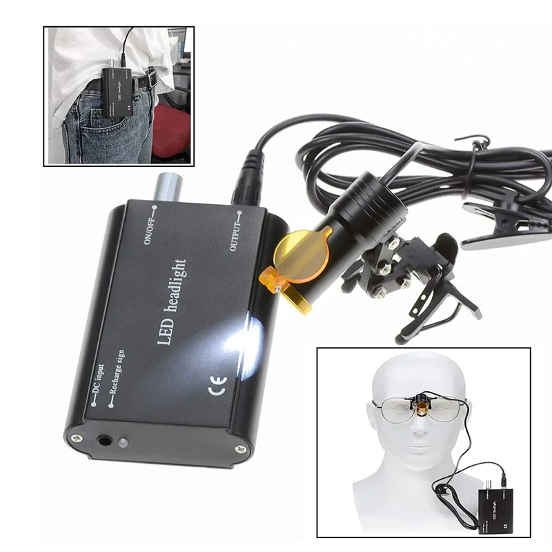 High Brightnes LED Headlight with Rechargeable Battery Box Portable Hands-free Work Light with Adjustable Clip for Jewelry Watch