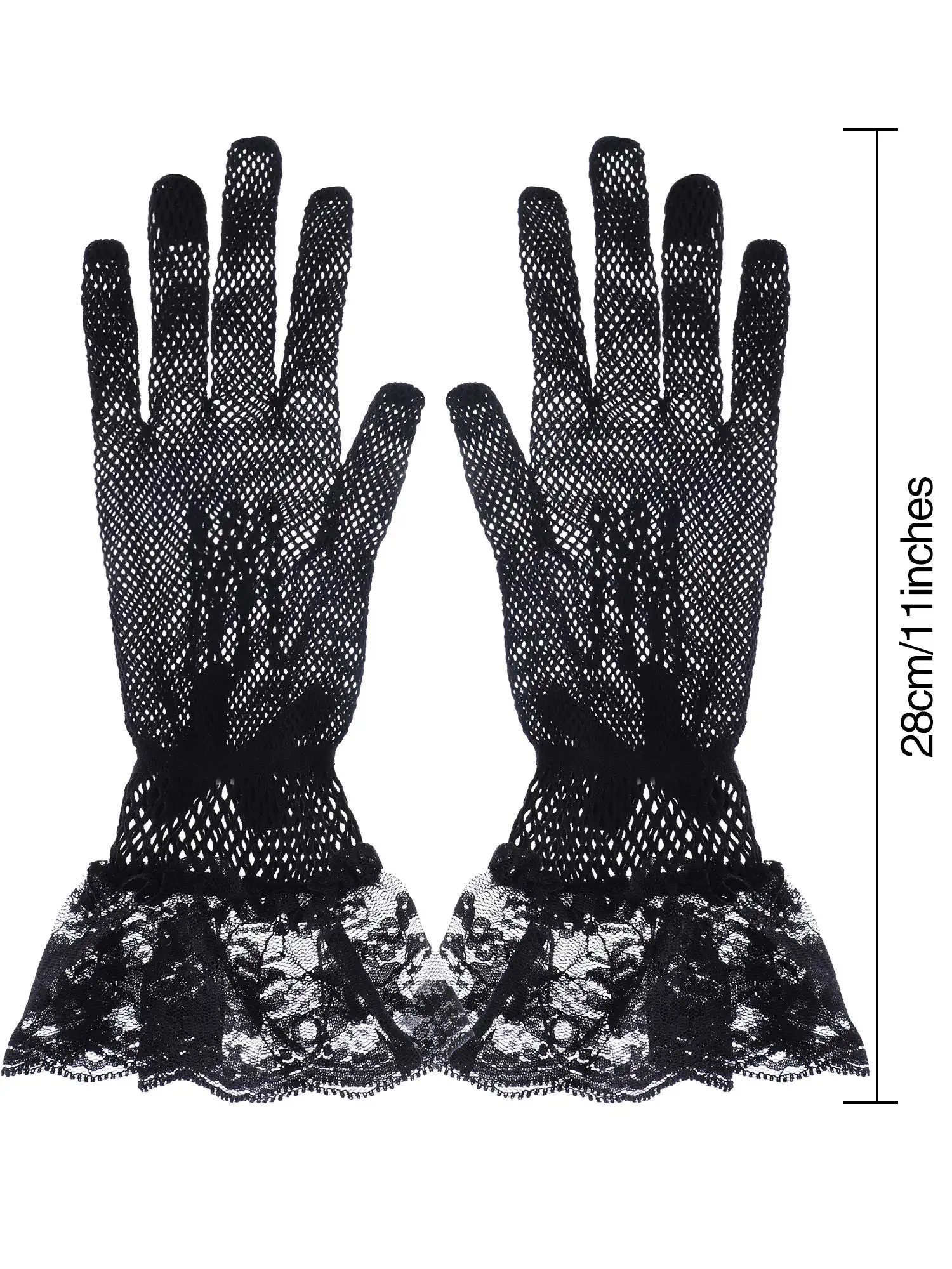 Women's Lace Gloves, Elegant Short Lace Gloves for Wedding Tea Cosplay Evening Party Costume Accessories