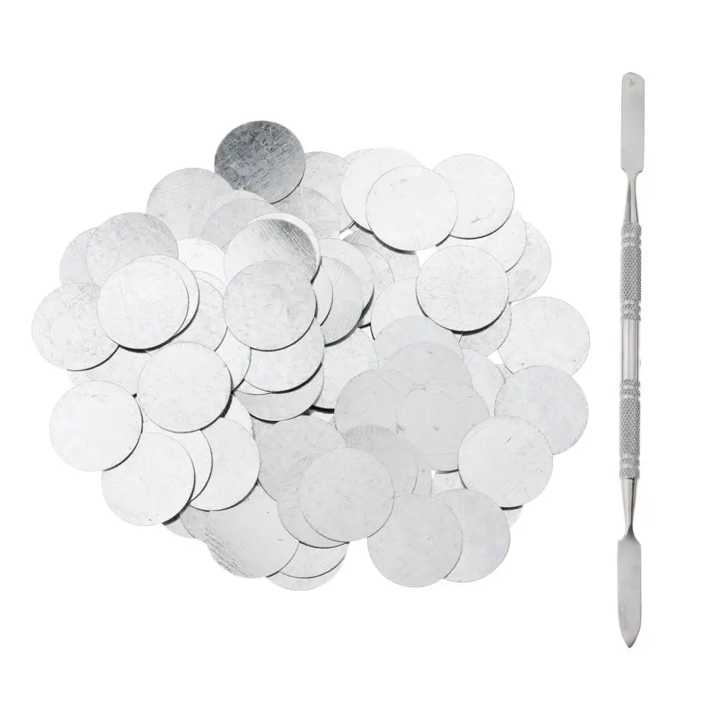 100Pcs 25mm Metal Stickers for Empty Eyeshadow Blusher Makeup  + Depotting