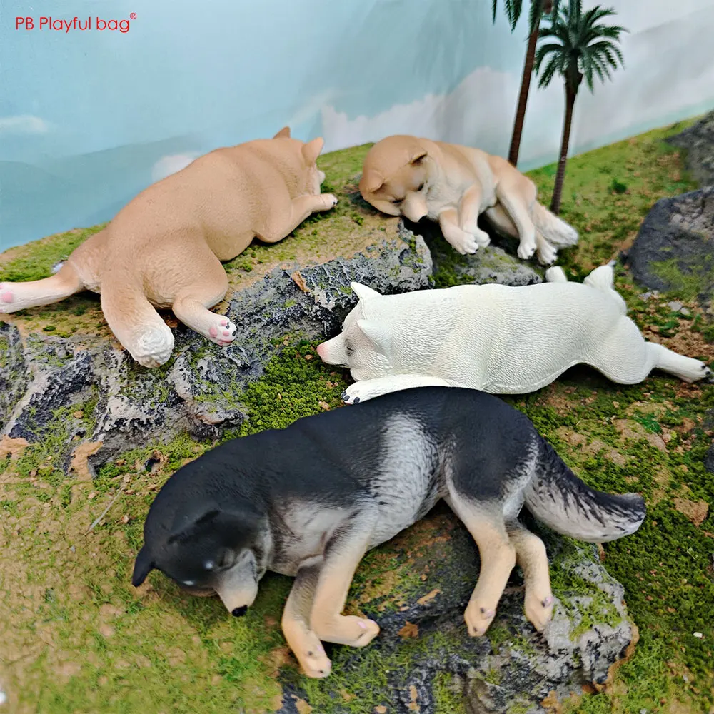 Simulated Animal Dog Model Set Sleeping Shiba Inu Cute Pet Dog Ornament Toy HG136