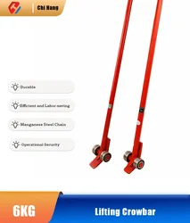 Heavy Duty Wheeled Flat Head Pulley Lifting Crowbar Thickened Seamless Steel Pipe Bearing Crowbar Lifting And Handling Equipment