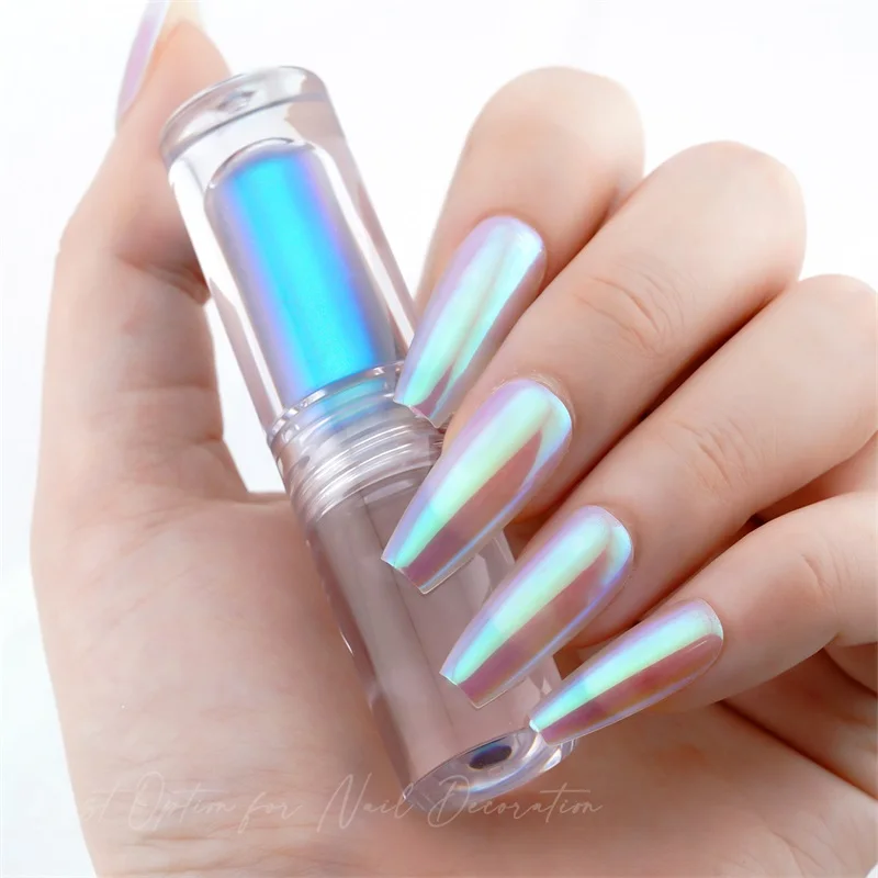 FSIXCL Aurora Chameleon Liquid Chrome Powder Color Shift Effect with Brush Inside for Nail Art Manicure Mirror Glitter Pigment