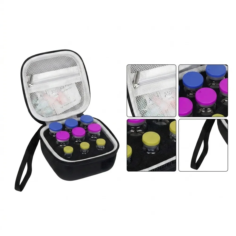 Black Peptide Storage Case with Adjustable Grid Options 9 Grids 11x11x7cm 10 Grids 17x11x7cm 15 Grids 17x12x7cm