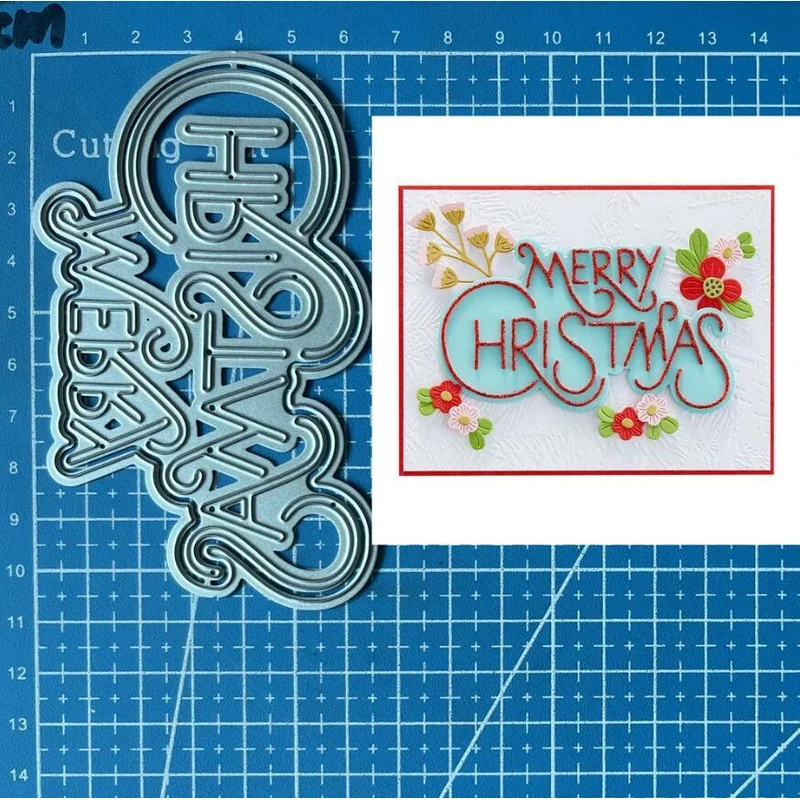 

Metal Cutting Dies Merry Christmas Scrapbooking Embossing Paper Card Stencils