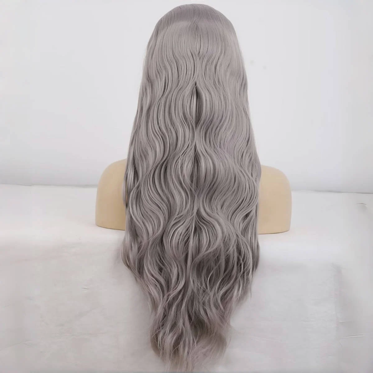 Rdy Zilveren Pruik Body Wave Ash Grey Synthetische Kant Voorkant Pruik Lijmloze Natuurlijke Haarlijn Lang Golvend Haar Frontale Pruiken Voor Vrouwen Dagelijks