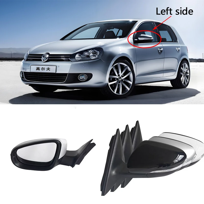 new Left Right Car Rear View Mirror Assembly For VW Golf 6 MK6 2009 2010 2011 2012 2013 Auto Mirror With Heated Rurn Aignal Lamp