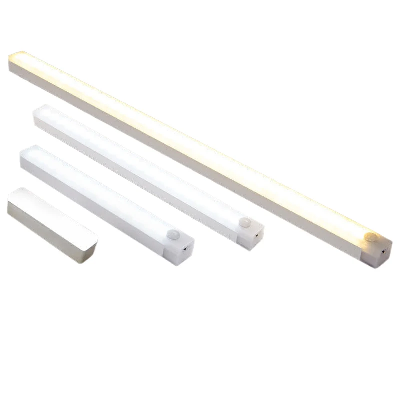 LED Strip Panjang Sensor Tubuh Lampu Malam Lampu Baca Meja Kabinet Samping Tempat Tidur Kamar Mandi Lampu Dingin/Hangat Lampu Magnetik Isi Ulang