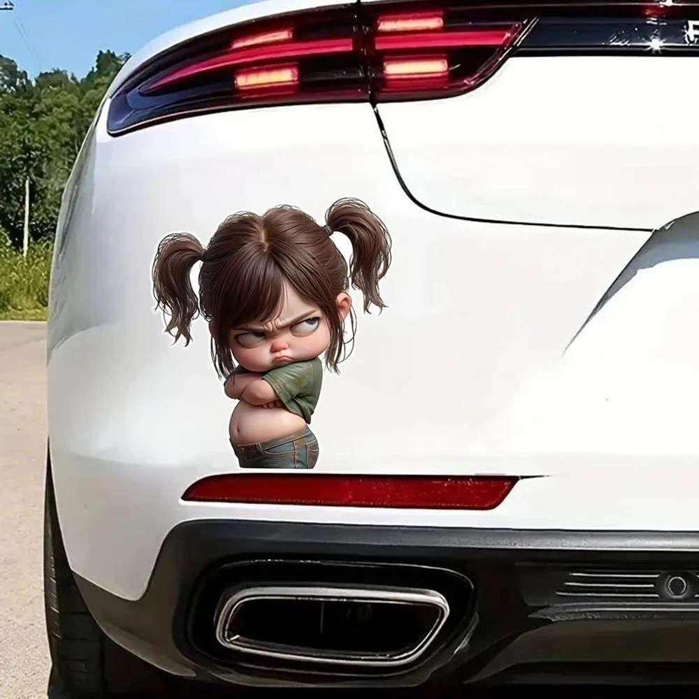 Angry Girl Cartoon Vinyl Decal - Self-Adhesive PVC Sticker for Laptop, Car, Truck, Motorcycle, Wall, Window And More