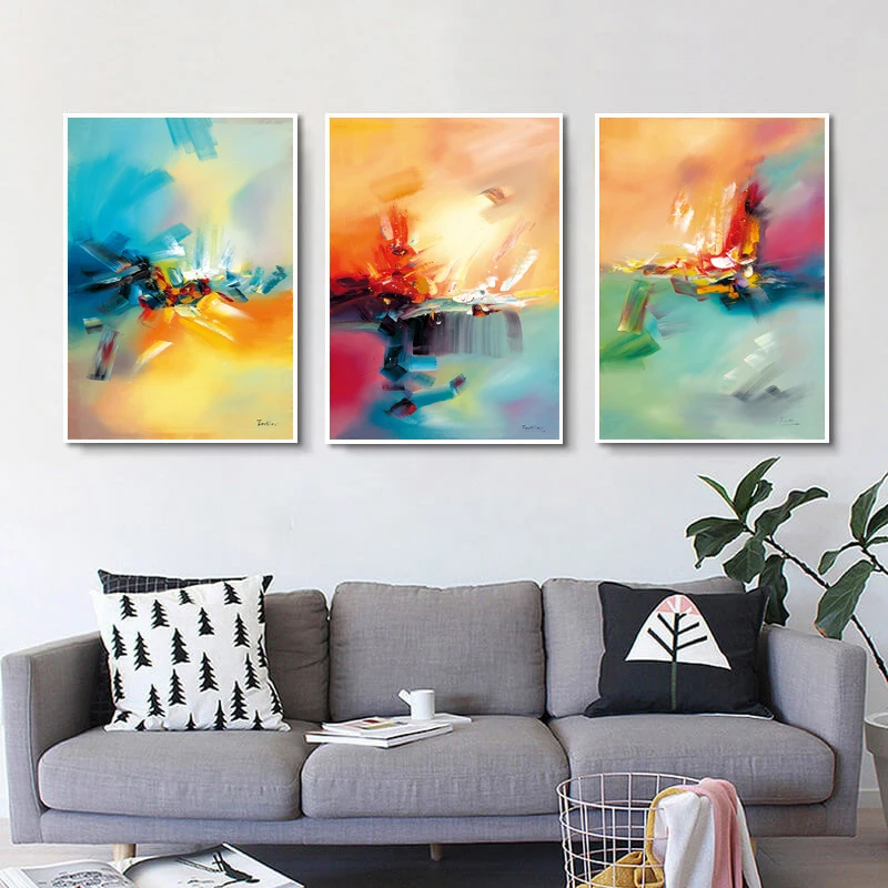 Colorful Abstract Yellow Pink Blue Dream 3 piece Full Square & Round Diamond Painting 5D Diy Diamond Embroidery Wall Art ML1454