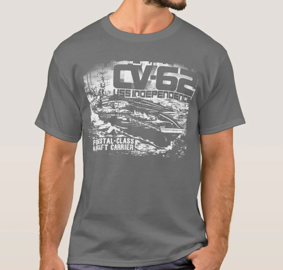 USS Independence CV-62 Forrestal-class Aircraft Carrier T Shirt. Short Sleeve 100% Cotton Casual T-shirts Loose Top Size S-3XL