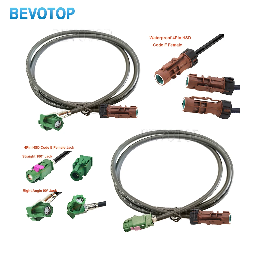 1PCS Waterproof 4Pin HSD F Female to 4Pin HSD E Female LVDS Video Line Wire Harness 360° View Front Camera Connector Cable