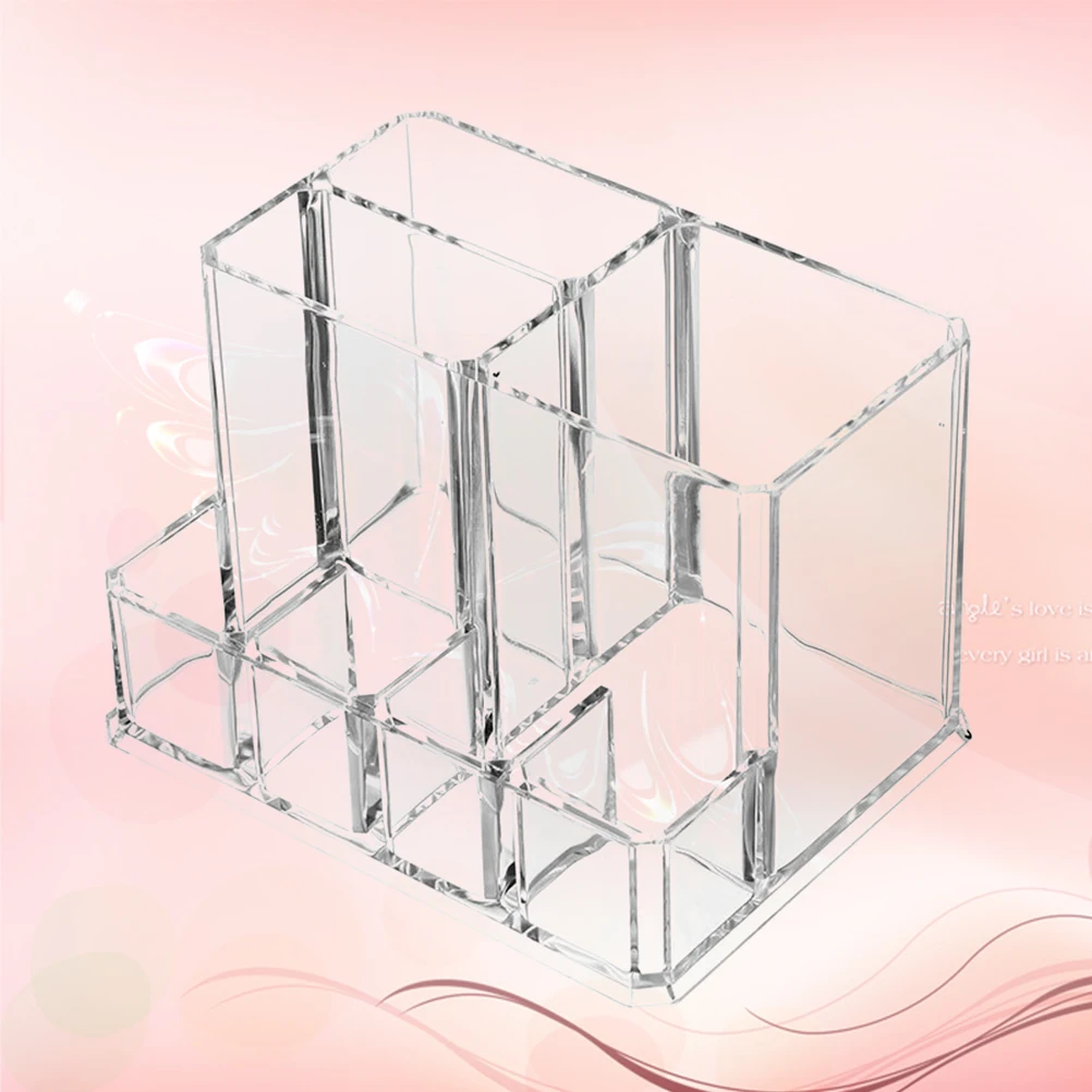 

Acrylic Storage Box for Brushes Transparent Vanity Desktop Organizer Canister Makeup Brush Holder Case
