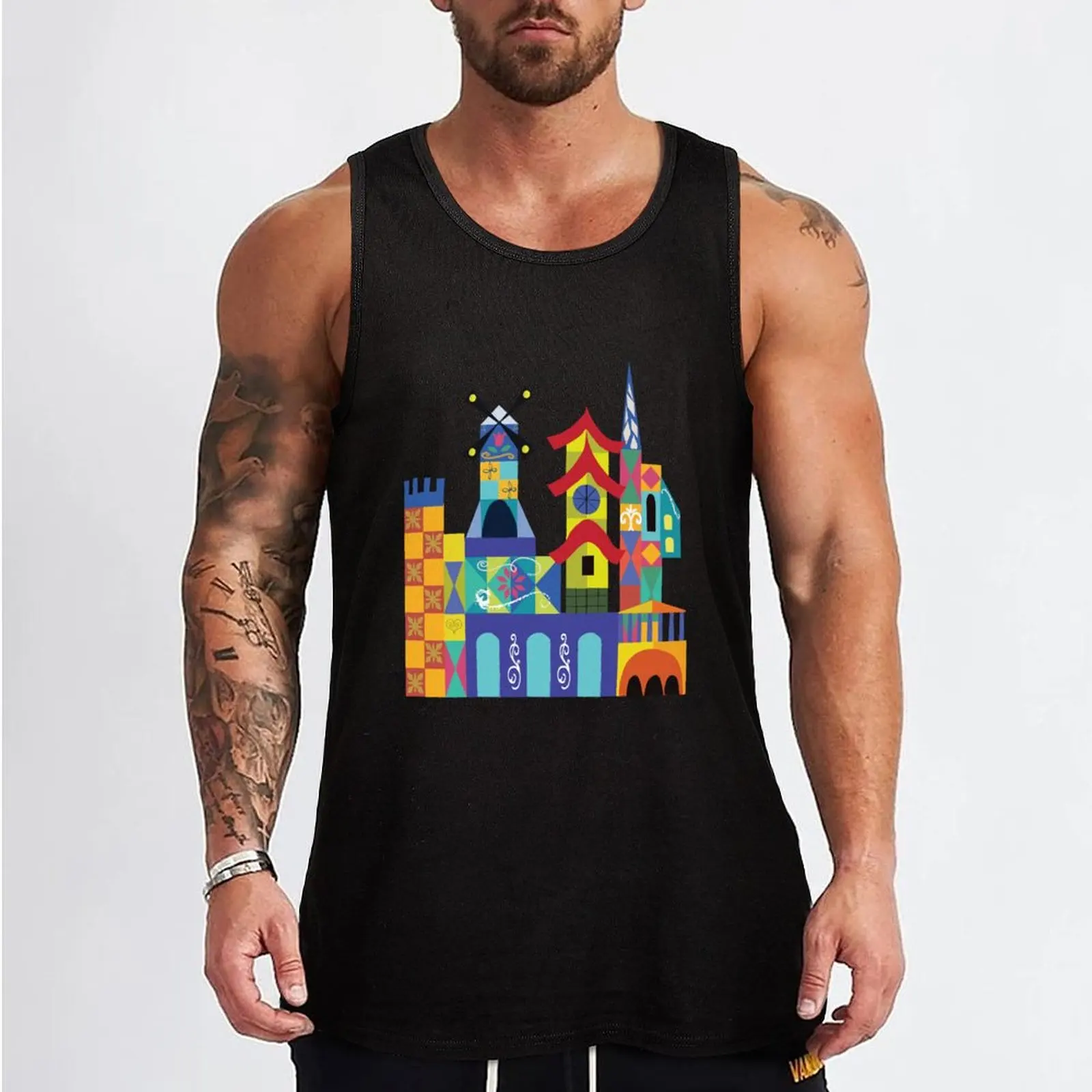 Mary Blair City Scapes Tank Top mens designer clothes sleeveless t-shirts for men sleeveless man shirts