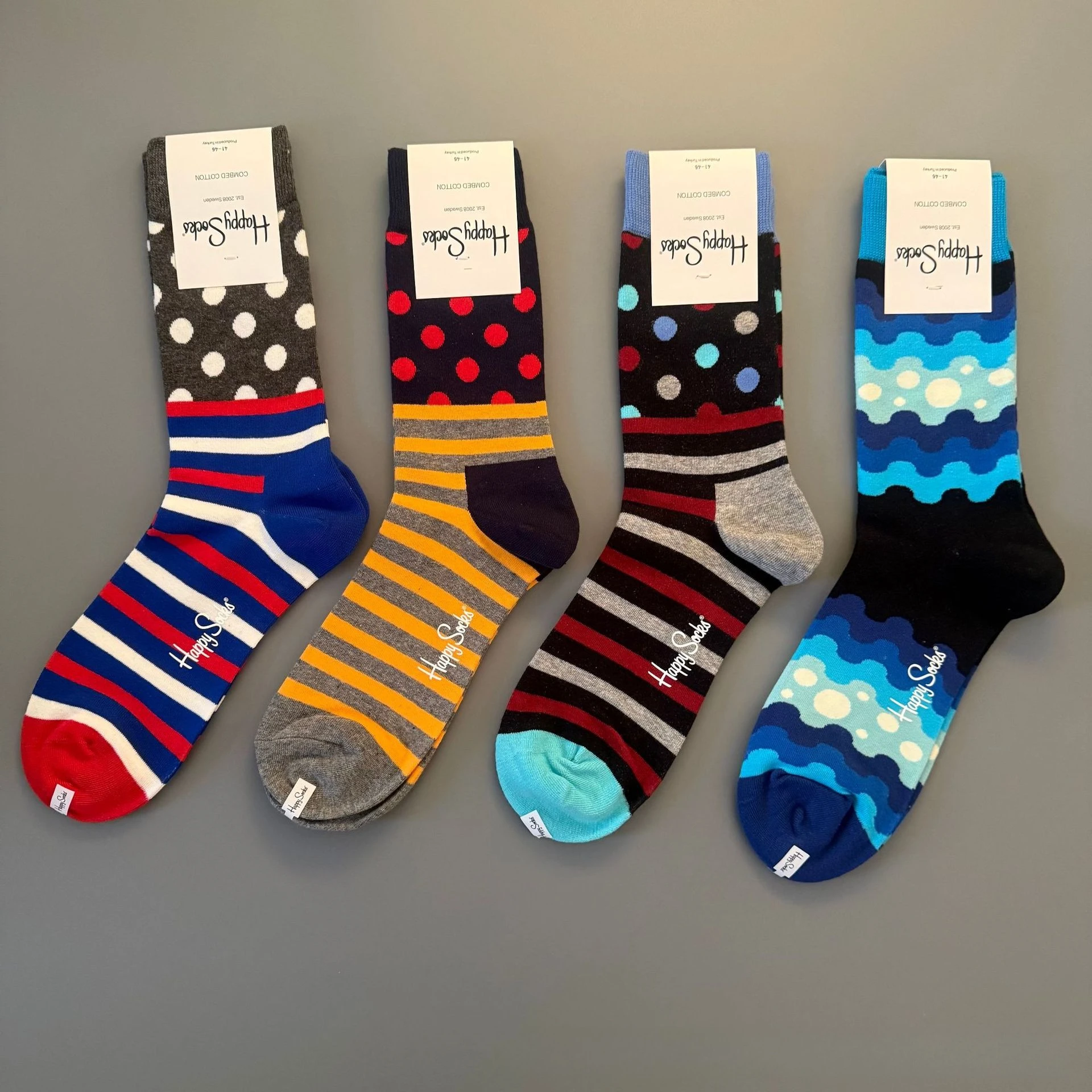 New Happy Socks Men's Medium Tall Cylinder Rhombus Business Fashion Trendy Versatile Cotton Socks