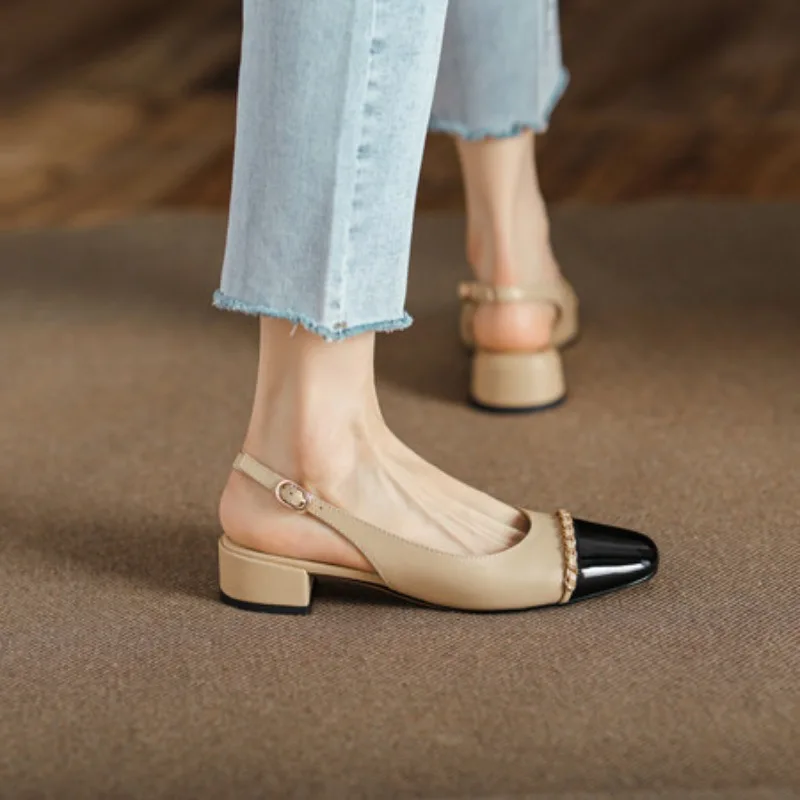 

Женские сандалии из натуральной кожи, маленький размер 33, туфли на высоком каблуке с открытой пяткой, роскошные брендовые женские туфли-лодочки разных цветов 43