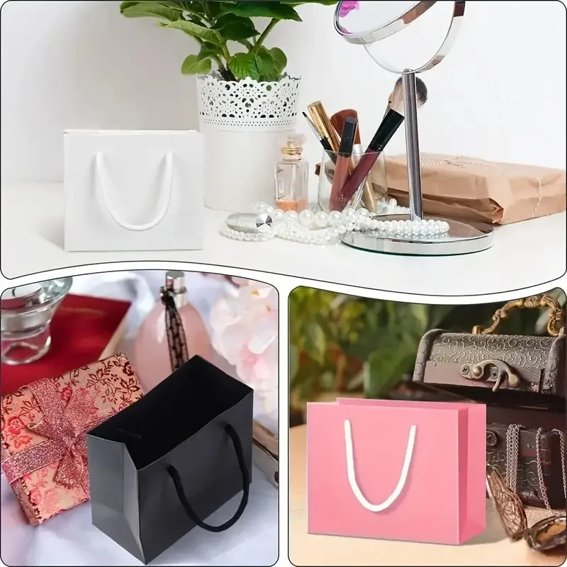 5/10PCS Schwarz Weiß Rosa Farbe Kraft Geschenk Taschen Mit Seil Griffe für Party Geschenk Verpackung Bevorzugung Tasche kleidung Verpackung Geschenk Taschen – Detail 4